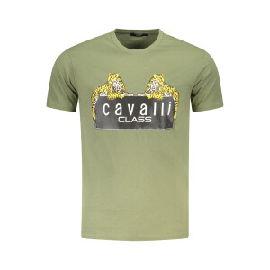 CAVALLI CLASS Ανδρικό Πράσινο T-Shirt με κοντά μανίκια και λογότυπο