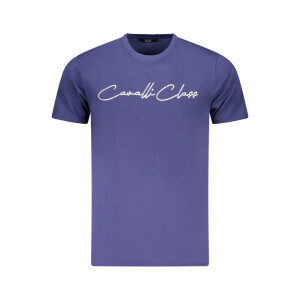 Cavalli Class ανδρικό t-shirt σε μπλε χρώμα με print λογότυπο