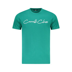 CAVALLI CLASS ανδρικό t-shirt σε πράσινο χρώμα με κοντά μανίκια και λογότυπο
