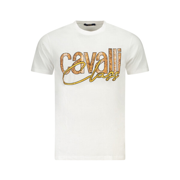 CAVALLI CLASS Ανδρικό Λευκό T-shirt με print λογότυπο
