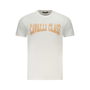 Cavalli Class Ανδρικό Λευκό T-shirt με κοντά μανίκια και print λογότυπο