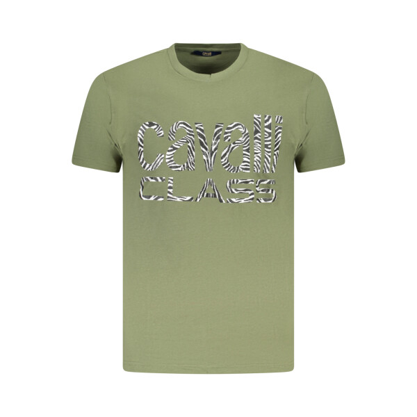 CAVALLI CLASS Ανδρικό Πράσινο T-shirt με στρογγυλή λαιμόκοψη και λογότυπο
