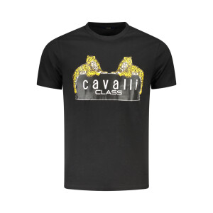 Cavalli Class Ανδρικό Μαύρο T-shirt με print λογότυπο