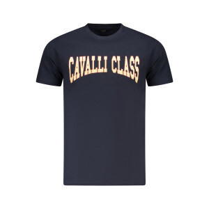 CAVALLI CLASS Ανδρικό Μπλε T-Shirt με κοντά μανίκια και λογότυπο