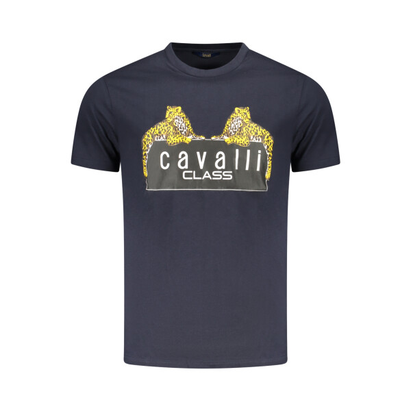 CAVALLI CLASS Ανδρικό Μπλε T-shirt με print λογότυπο