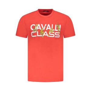 CAVALLI CLASS Ανδρικό Κόκκινο T-Shirt με print λογότυπο