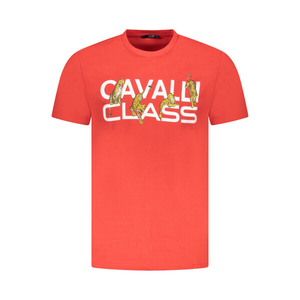 CAVALLI CLASS Ανδρικό Κόκκινο T-Shirt με print λογότυπο