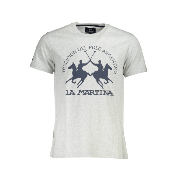 LA MARTINA ανδρικό t-shirt σε γκρι χρώμα με κοντά μανίκια και print λογότυπο