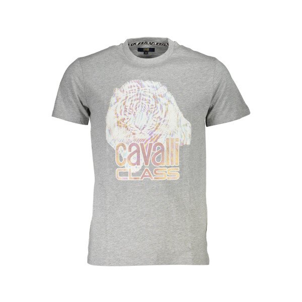 CAVALLI CLASS Ανδρικό Γκρι T-shirt με κοντά μανίκια και λογότυπο