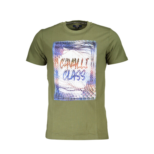 Cavalli Class ανδρικό t-shirt σε πράσινο χρώμα με μακριά μανίκια και λογότυπο