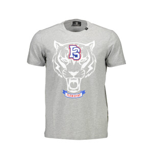 PLEIN SPORT Ανδρικό Γκρι T-shirt με print λογότυπο