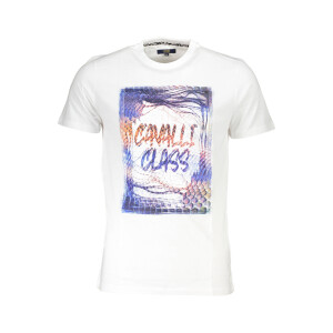 CAVALLI CLASS Ανδρικό Λευκό T-Shirt με print λογότυπο