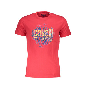 CAVALLI CLASS Ανδρικό Κόκκινο T-Shirt με κοντά μανίκια και λογότυπο