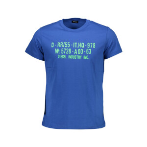 Diesel Ανδρικό Μπλε T-shirt με στρογγυλή λαιμόκοψη και λογότυπο