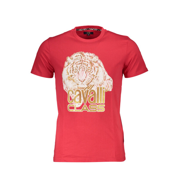 CAVALLI CLASS Ανδρικό Κόκκινο T-Shirt με κοντά μανίκια και λογότυπο