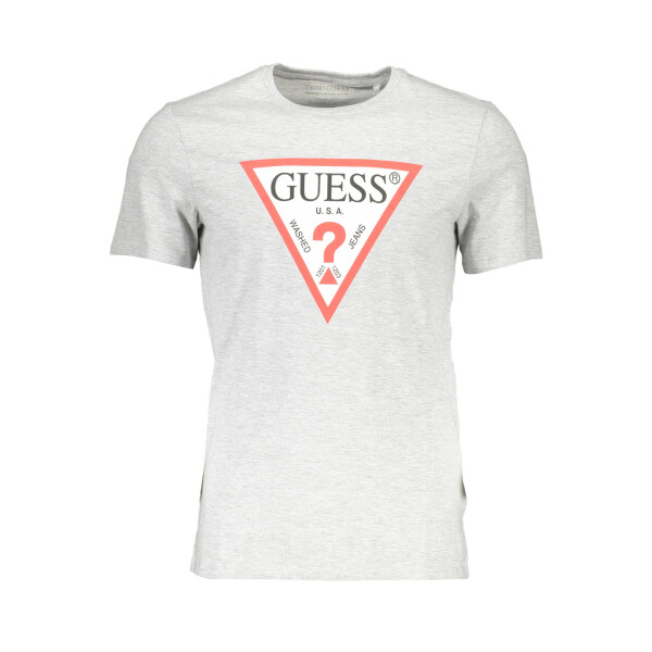 Guess Jeans ανδρικό t-shirt σε γκρι χρώμα με κοντά μανίκια και λογότυπο