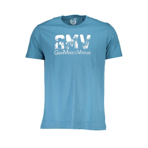 GIAN MARCO VENTURI Ανδρικό Μπλε T-shirt με κοντά μανίκια και λογότυπο