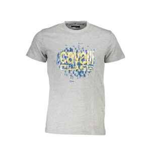 CAVALLI CLASS Ανδρικό Γκρι T-shirt με κοντά μανίκια και λογότυπο