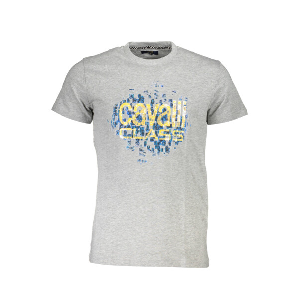 CAVALLI CLASS Ανδρικό Γκρι T-shirt με κοντά μανίκια και λογότυπο