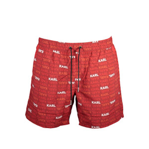 Karl Lagerfeld Beachwear Ανδρικό Κόκκινο Μαγιό με print λογότυπο