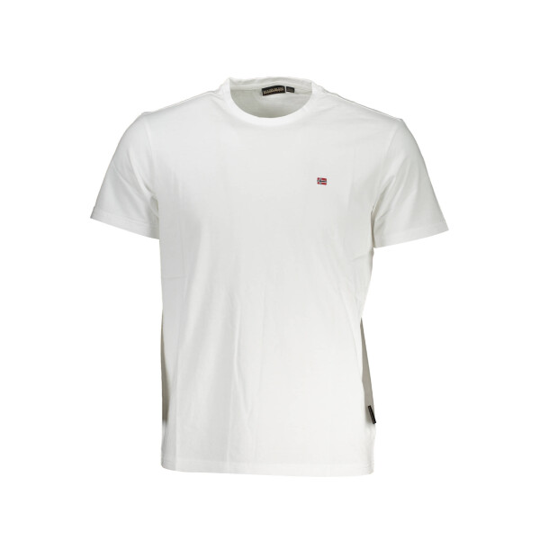 Napapijri Ανδρικό Λευκό T-shirt με στρογγυλή λαιμόκοψη και λογότυπο