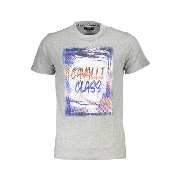 CAVALLI CLASS Ανδρικό Γκρι T-shirt με print λογότυπο