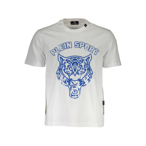 PLEIN SPORT Ανδρικό Λευκό T-shirt με κοντά μανίκια και λογότυπο