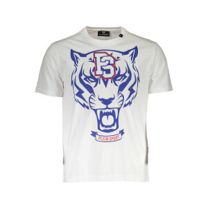 PLEIN SPORT ανδρικό λευκό t-shirt με κοντά μανίκια και print λογότυπο