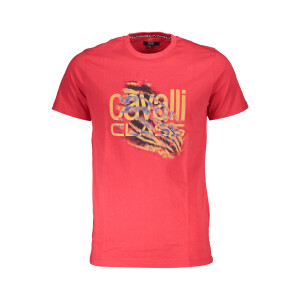 CAVALLI CLASS Ανδρικό Κόκκινο T-shirt με κοντά μανίκια και λογότυπο