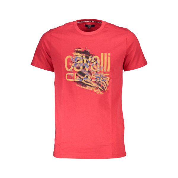 CAVALLI CLASS Ανδρικό Κόκκινο T-shirt με κοντά μανίκια και λογότυπο