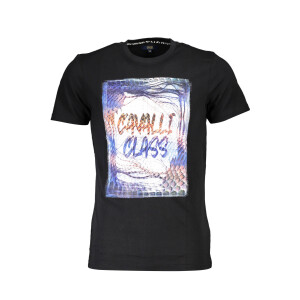 Cavalli Class Ανδρικό Μαύρο T-shirt με print λογότυπο