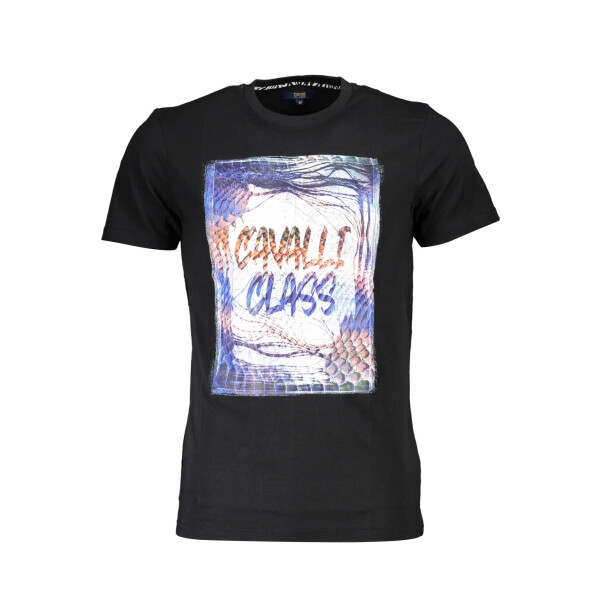Cavalli Class Ανδρικό Μαύρο T-shirt με print λογότυπο