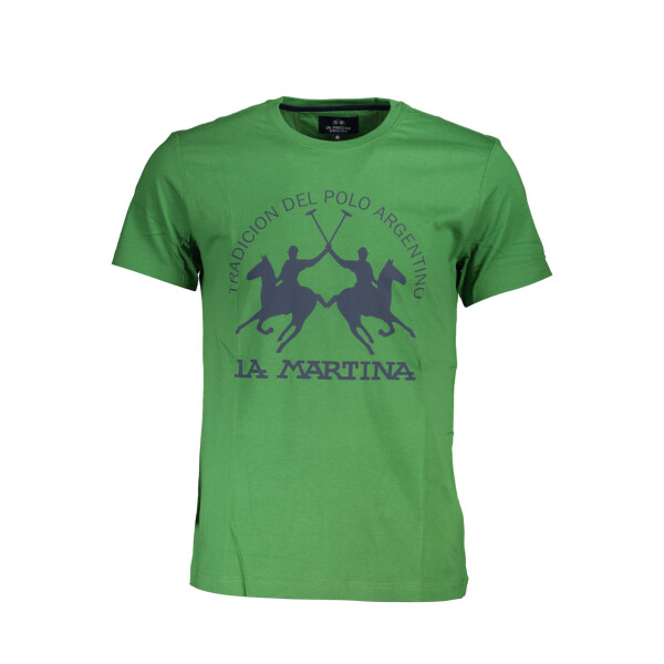 LA MARTINA Ανδρικό Πράσινο T-shirt με στρογγυλή λαιμόκοψη και λογότυπο