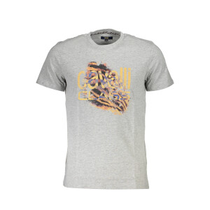 CAVALLI CLASS Ανδρικό Γκρι T-shirt με κοντά μανίκια και λογότυπο