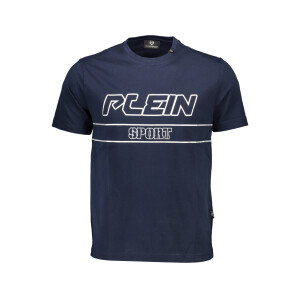 PLEIN SPORT Ανδρικό Μπλε T-shirt με κοντά μανίκια και λογότυπο