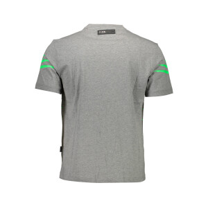 PLEIN SPORT Ανδρικό Γκρι T-shirt με κοντά μανίκια και λογότυπο