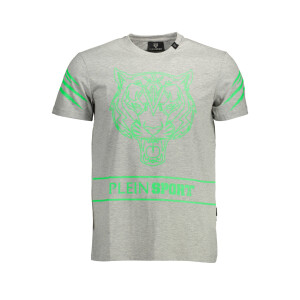PLEIN SPORT Ανδρικό Γκρι T-shirt με print λογότυπο