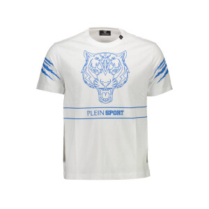 PLEIN SPORT Ανδρικό Λευκό T-shirt με κοντά μανίκια και λογότυπο
