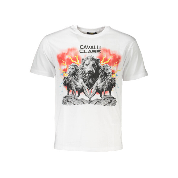 CAVALLI CLASS Ανδρικό Λευκό T-shirt με print και λογότυπο