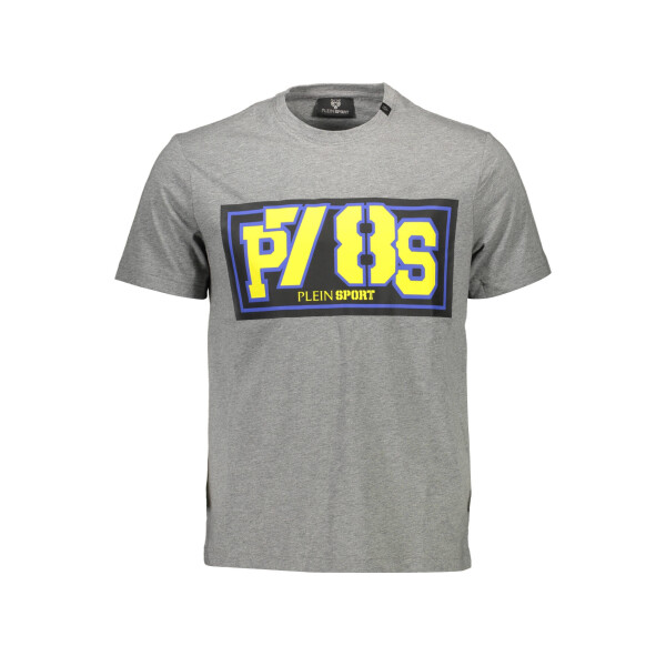 PLEIN SPORT Ανδρικό Γκρι T-shirt με κοντά μανίκια και λογότυπο