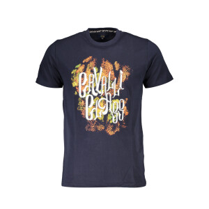 CAVALLI CLASS Ανδρικό Μπλε T-shirt με κοντά μανίκια και λογότυπο