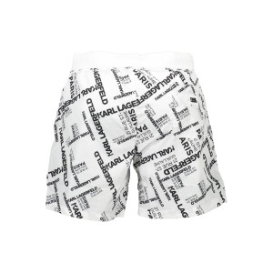 Karl Lagerfeld Beachwear Ανδρικό Λευκό Μαγιό με κορδόνια και τσέπες