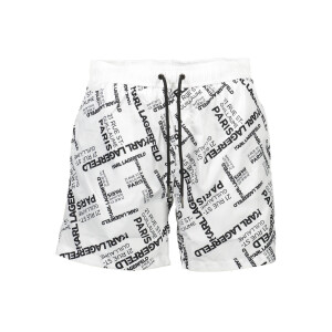 Karl Lagerfeld Beachwear Ανδρικό Λευκό Μαγιό με κορδόνια και τσέπες