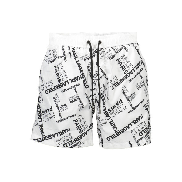 Karl Lagerfeld Beachwear Ανδρικό Λευκό Μαγιό με κορδόνια και τσέπες
