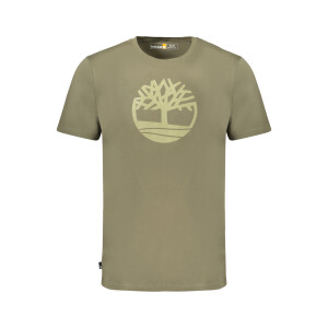Timberland ανδρικό πράσινο t-shirt με στρογγυλή λαιμόκοψη και print λογότυπο