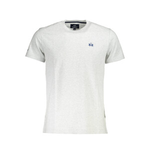 LA MARTINA ανδρικό γκρι t-shirt με κοντά μανίκια και λογότυπο