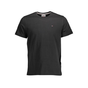 Tommy Hilfiger ανδρικό μαύρο t-shirt με κοντά μανίκια και κεντημένο λογότυπο