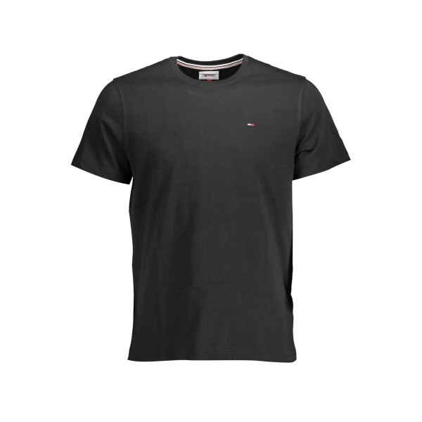 Tommy Hilfiger ανδρικό μαύρο t-shirt με κοντά μανίκια και κεντημένο λογότυπο