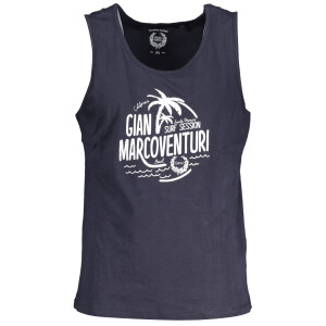 GIAN MARCO VENTURI Ανδρικό Μπλε Αμάνικο T-shirt με στρογγυλή λαιμόκοψη και λογότυπο