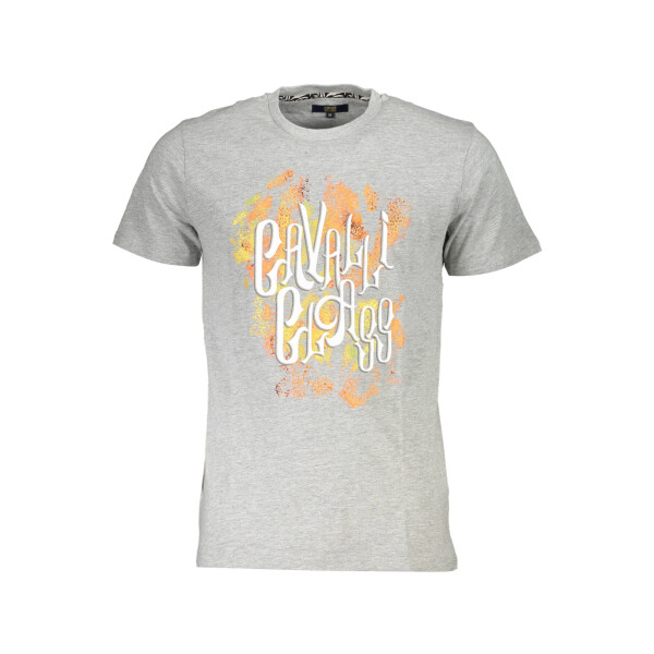 CAVALLI CLASS ανδρικό t-shirt σε γκρι χρώμα με κοντά μανίκια και λογότυπο